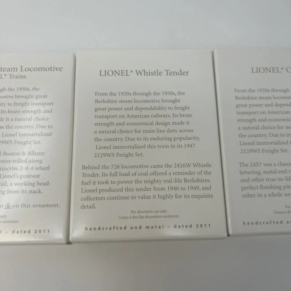 2011 Hallmark Keepsake Lionel 726 Berkshire Locomotive Tender Caboose Set of 3